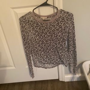 Gray Cheetah Print Long Sleeve Top Size Large